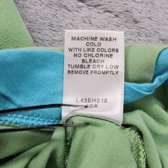 Cabela's Top Womens M Reg Green Blue Layered Look 3/4 Sleeves Stretch Cotton - Picture 6 of 9